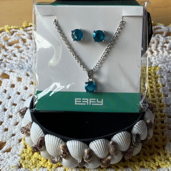 🐚  EFFY AQUA BLUE NECKLACE AND EARRINGS 🐚 NWOT 🐚 - Picture 11 of 16